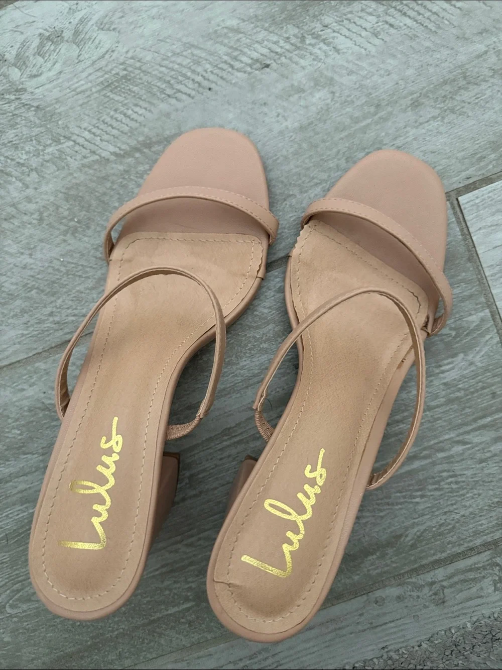 Lulu's Nude Blush Strappy Block Heel Sandals